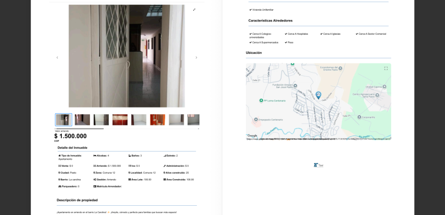 Apartamento en arriendo Sector La Carolina