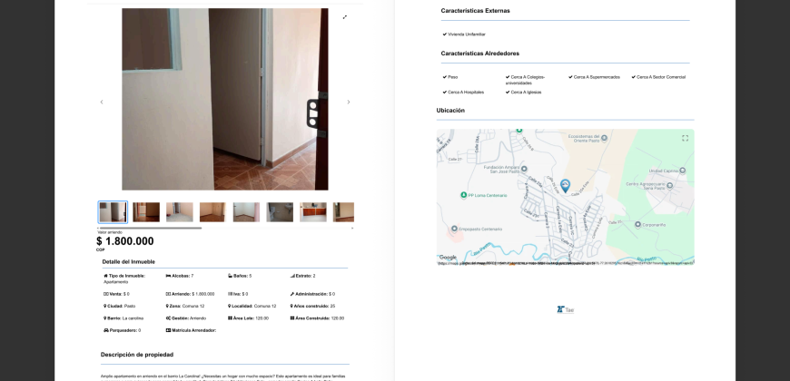 Apartamento en arriendo en La Carolina